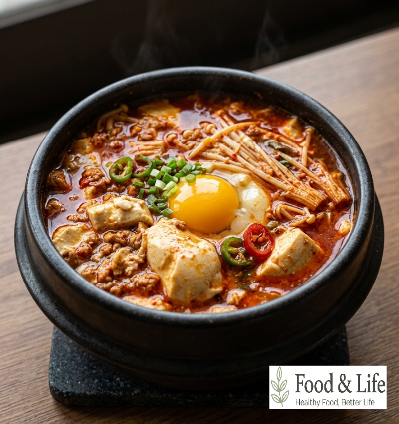 돼지고기 순두부찌개 황금 레시피 (얼큰하고 칼칼하고 개운한 순두부찌개 뚝배기 만드는 법)