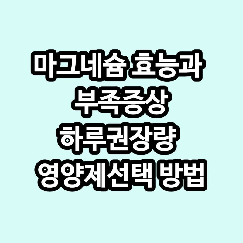 마그네슘 효능5가지와 부족증상 하루권장량과 영양제 선택법 까지