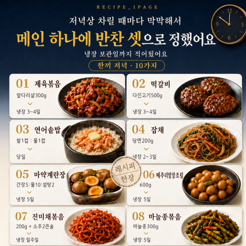 메인 하나에 반찬 셋 — 저녁상이 완성되는 조합 10가지
