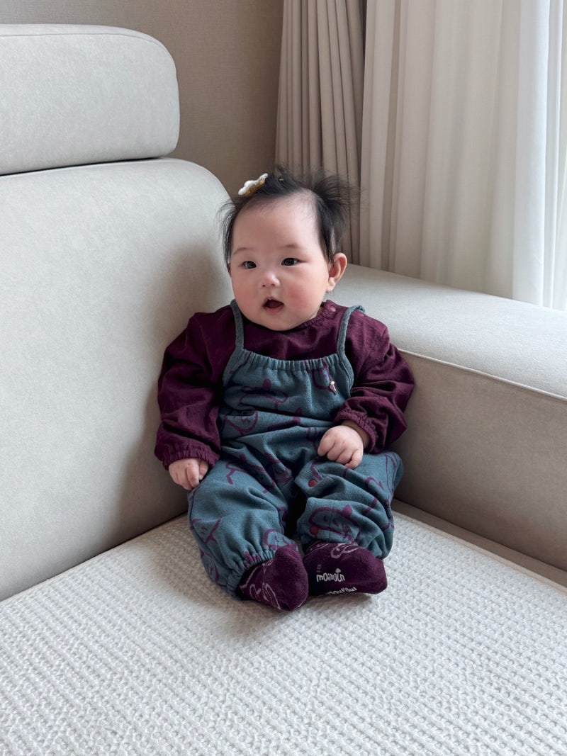 모이몰른 도로아오버롤 상하복, 실내복 후기 4개월 80사이즈