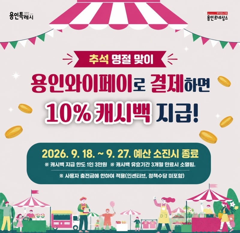 용인특례시, 추석 맞아 ‘용인와이페이 10% 특별 캐시백’ 지원
