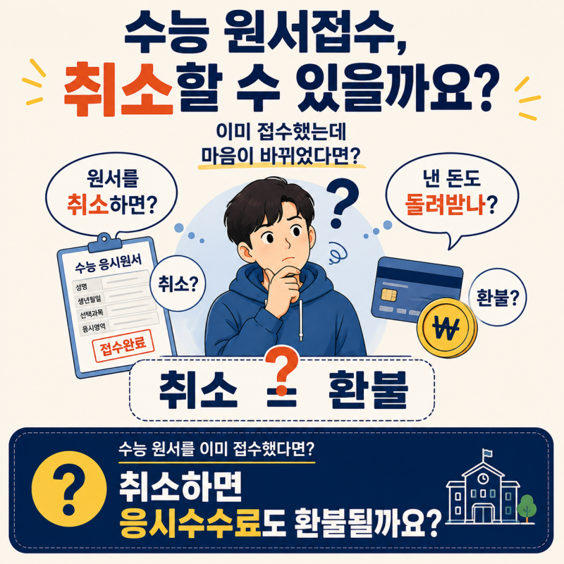 수능 원서접수 취소할 수 있을까요?｜접수 취소와 응시수수료 환불은 다릅니다