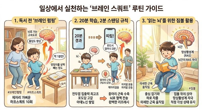 하체 근육 활동과 가벼운 스쿼트가 학습 뇌를 깨우는 매커니즘: 책상 앞 아이의 뇌를 리모델....