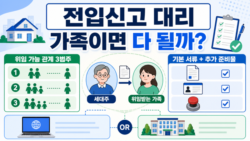 전입신고 대리, 가족이면 다 될까? 세대주 위임 때 신고인 범위와 준비물