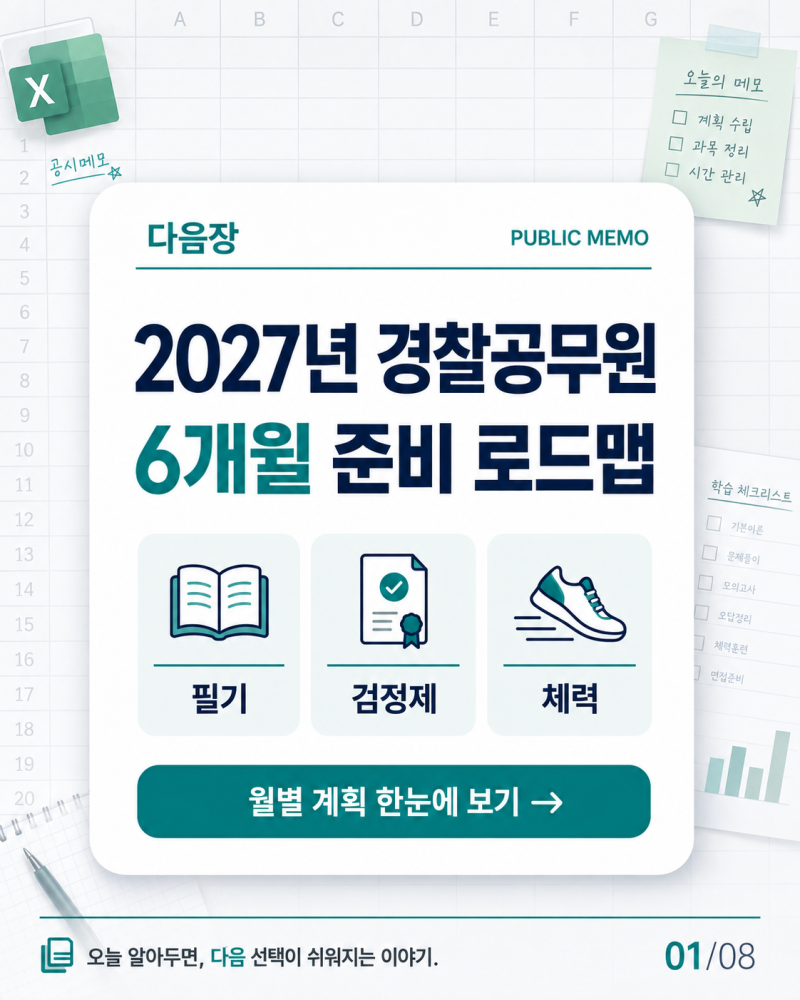 2027년 경찰공무원 6개월 준비 로드맵｜필기·검정제·체력 월별 계획