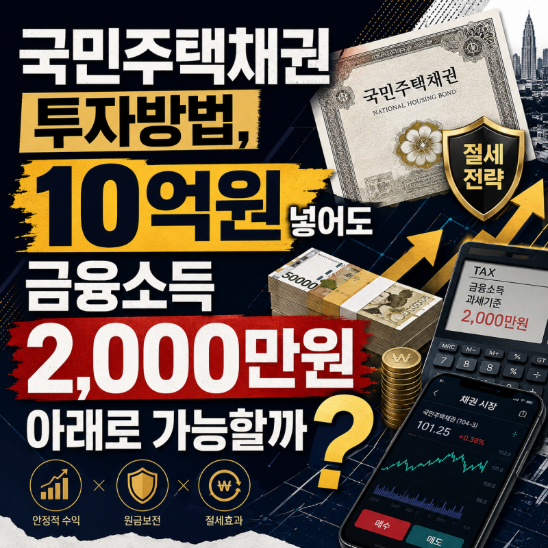 국민주택채권 투자방법, 10억원 넣어도 금융소득 2,000만원 아래로 가능할까