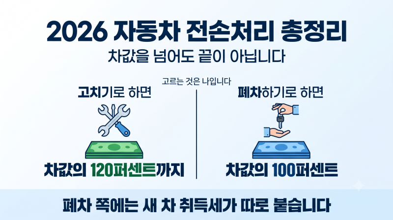 2026 자동차 전손처리 총정리 | 수리비가 차값을 넘어도 120%까지는 고쳐 줍니다 (폐차하면 100%....