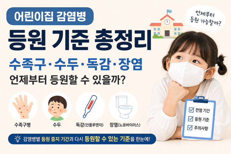 어린이집 감염병 등원 기준 총정리｜수족구·수두·독감·장염 언제부터 등원할 수 있을까?