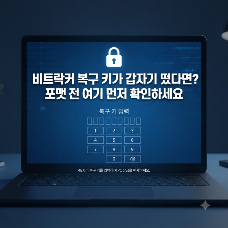 윈도우 BitLocker 복구키가 갑자기 뜬다면? 포맷하기 전 먼저 확인할 곳은 여기입니다