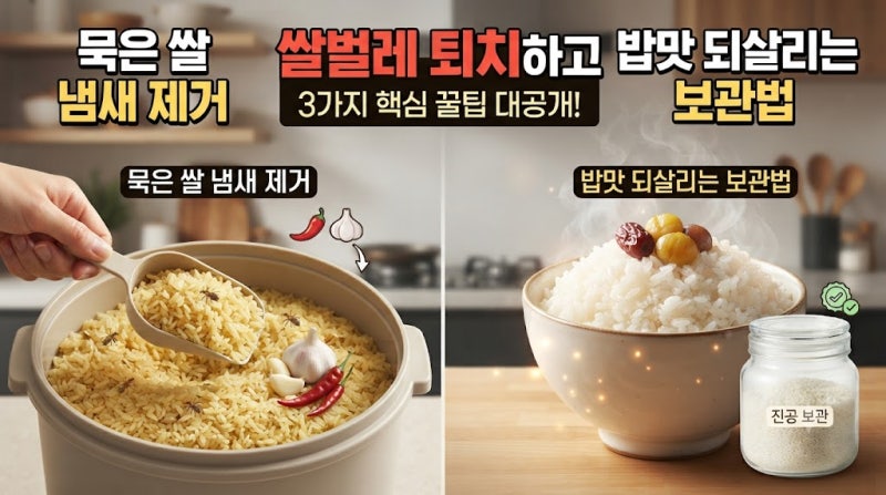 묵은 쌀 냄새 제거하는 법, 쌀벌레까지 잡고 밥맛 되살리는 보관 꿀팁