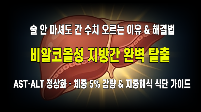 술 안 마셔도 간 수치 치솟는 비알코올성 지방간(MASLD) 완벽 탈출법: AST·ALT 정상화 & 지중해식....