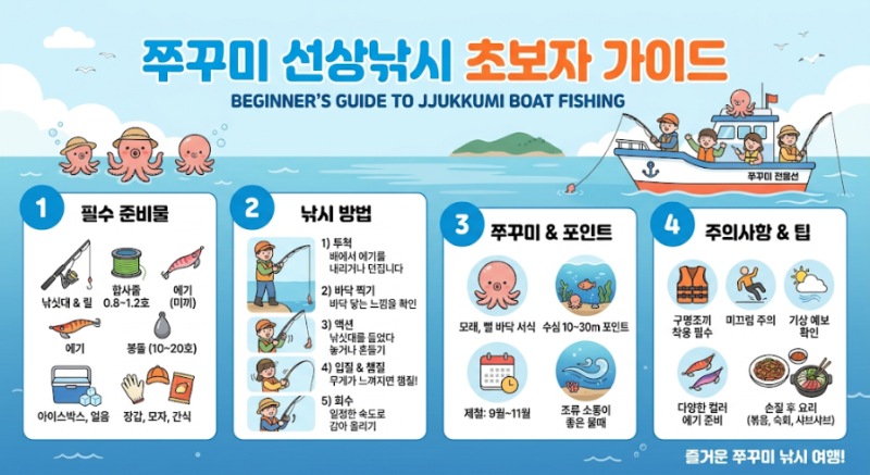 [서해 쭈꾸미 선상낚시] 초보자도 100마리 잡는 실전 꿀팁과 필수 채비 총정리