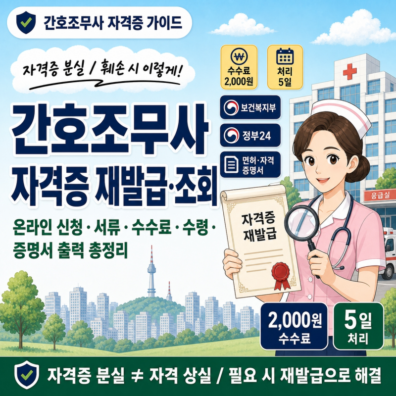 간호조무사 자격증 재발급 조회｜온라인 신청·자격번호 확인방법