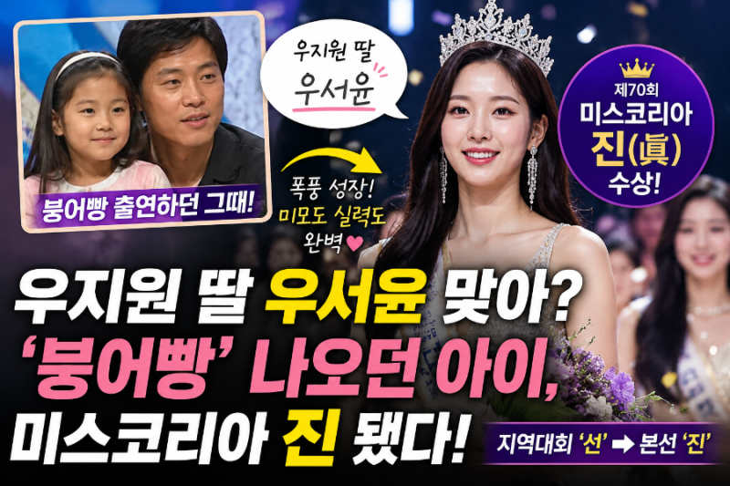 우지원 딸 우서윤 맞아? ‘붕어빵’ 나오던 아이, 미스코리아 진 됐다
