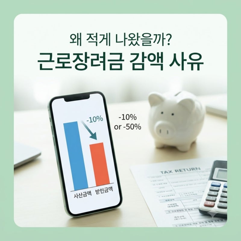 2026 근로장려금 감액 사유 5가지! 왜 적게 나왔을까?