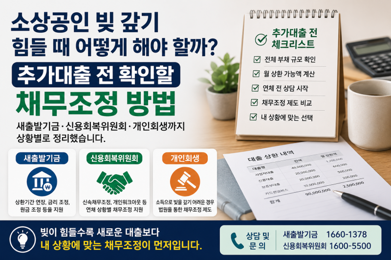 소상공인 빚 갚기 힘들 때 어떻게 해야 할까?｜추가대출 전 확인할 채무조정 방법