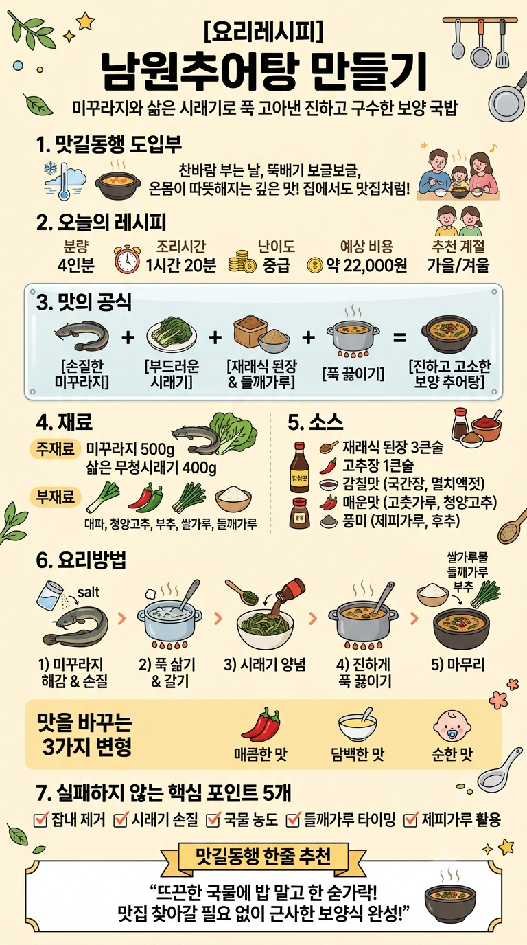 [요리레시피] 남원추어탕 만들기｜미꾸라지와 삶은 시래기로 푹 고아낸 진하고 구수한 보양 ....
