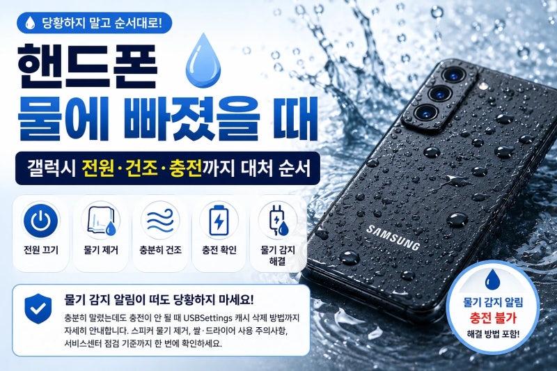 핸드폰 물에 빠졌을 때 어떻게 해야 할까? 갤럭시 침수 후 제가 했던 대처와 지금 권장 방법