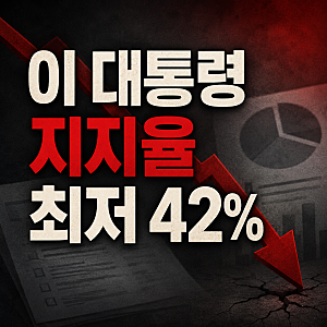 이 대통령 지지율 최저 42%, 부정평가 50%로 벌어진 격차