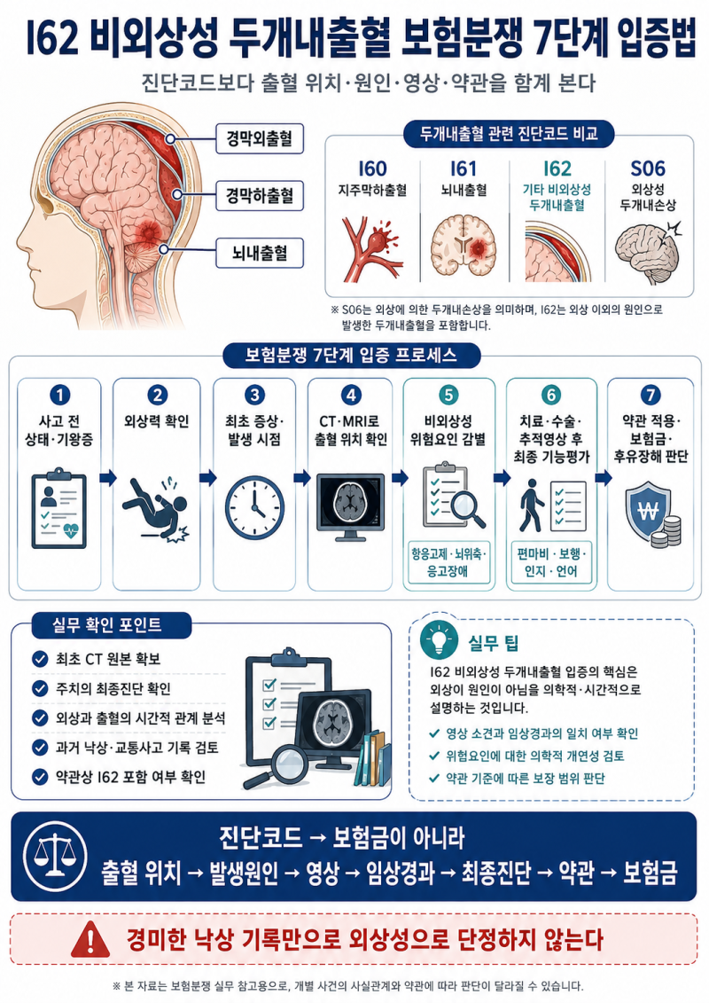 I62 기타 비외상성 두개내출혈, 진단코드만 보고 보험금을 판단하면 안 되는 이유