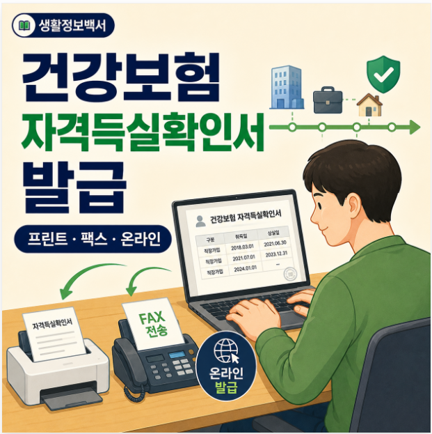건강보험 자격득실확인서 발급｜직장가입 이력 확인·프린트·팩스 보내는 법