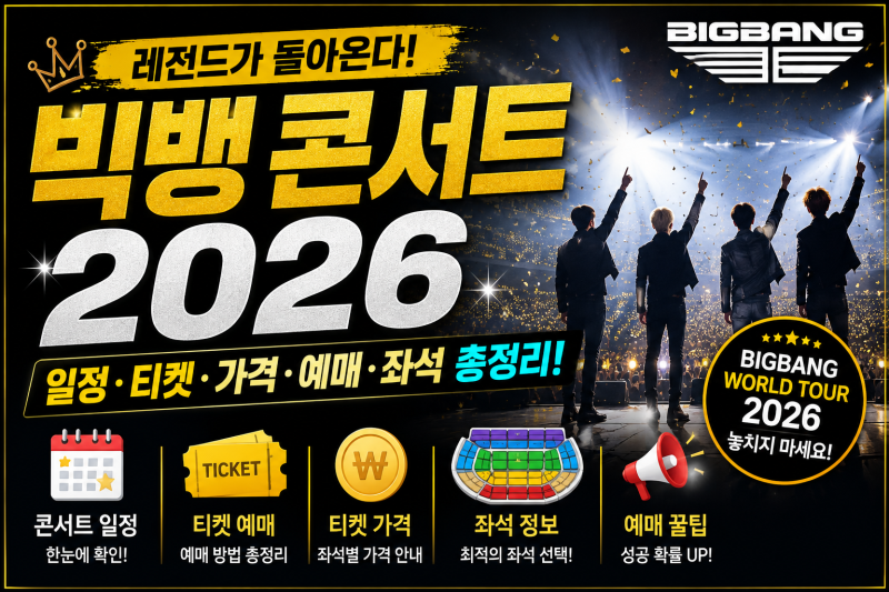 빅뱅 콘서트 2026 드디어 시작됐다!｜일정·티켓 가격·예매·좌석 총정리