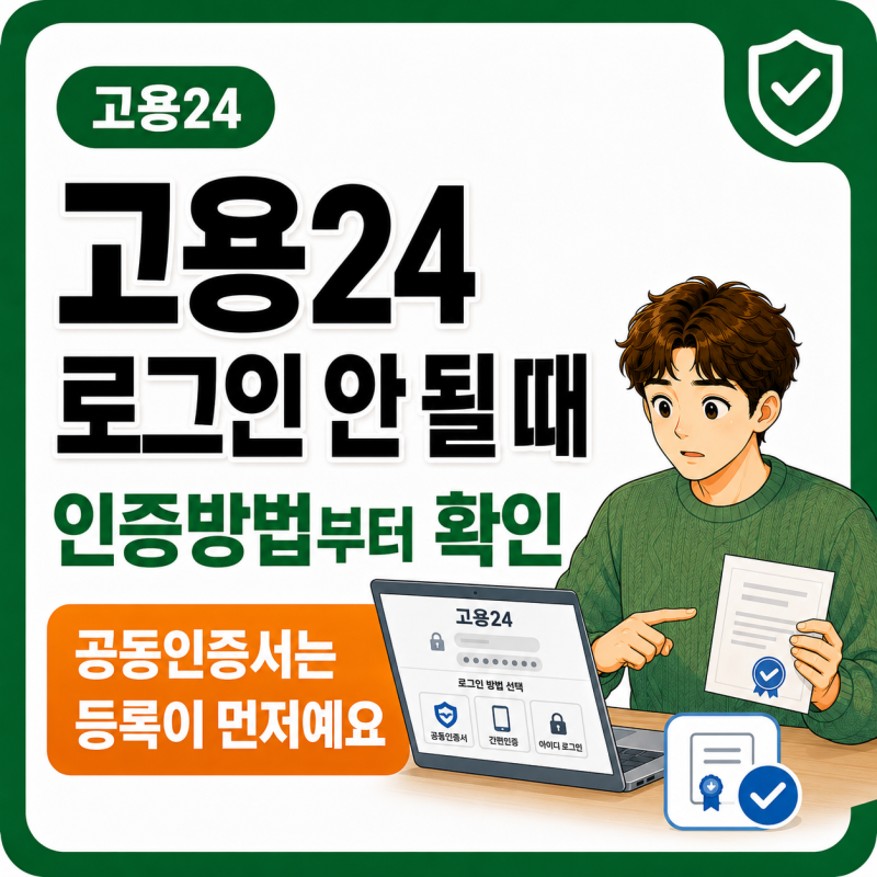 고용24 로그인 안 될 때 | 간편인증·공동인증서부터 확인