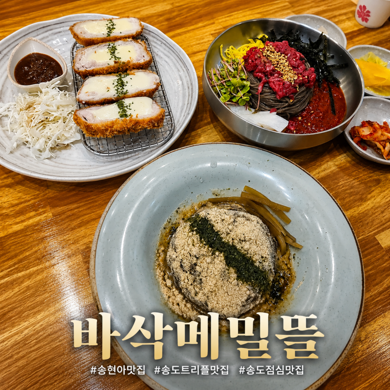 송현아 맛집 송도 트리플 막국수 치즈돈까스 점심추천 다양한 메뉴가 있는 바삭메밀뜰