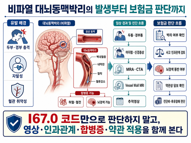 I67.0 비파열 대뇌동맥박리, 진단코드만 보고 보험금을 판단하면 안 되는 이유