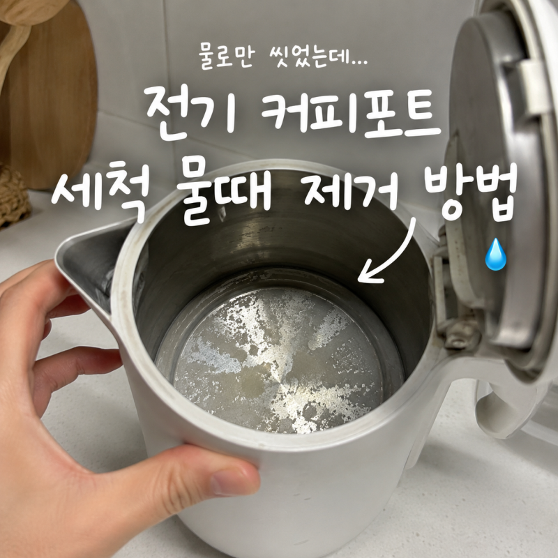 “이걸 계속 물로만 씻었다고?” 전기 커피포트 세척 물때 제거 하는 방법