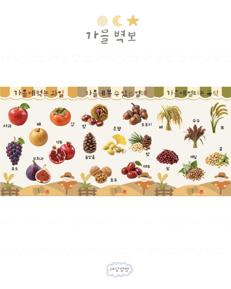 가을 벽보 도안모음 (과일, 열매, 곡식)
