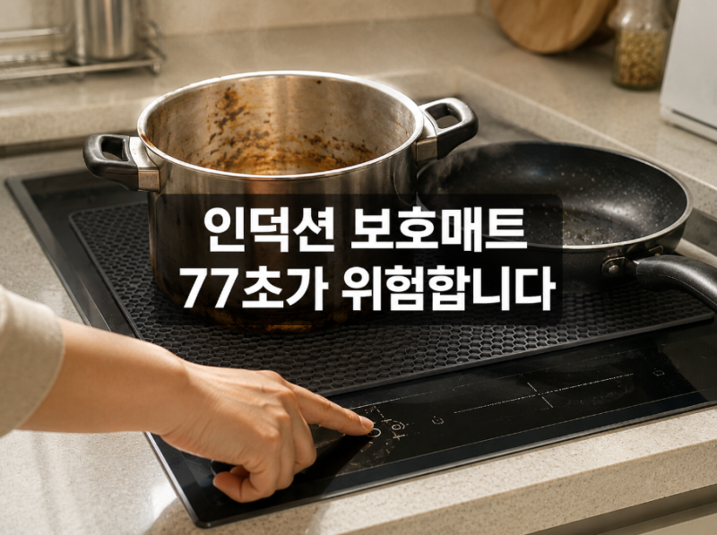 인덕션 보호매트 깔아두셨나요? 국물 마른 뒤 77초가 위험합니다