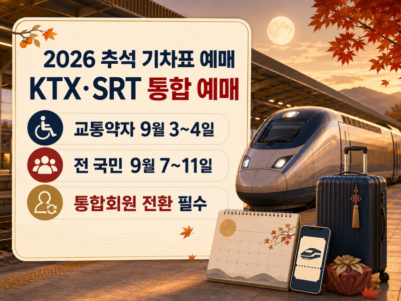 2026 추석 기차표 예매 일정｜KTX·SRT 통합 예매 방법과 성공 팁