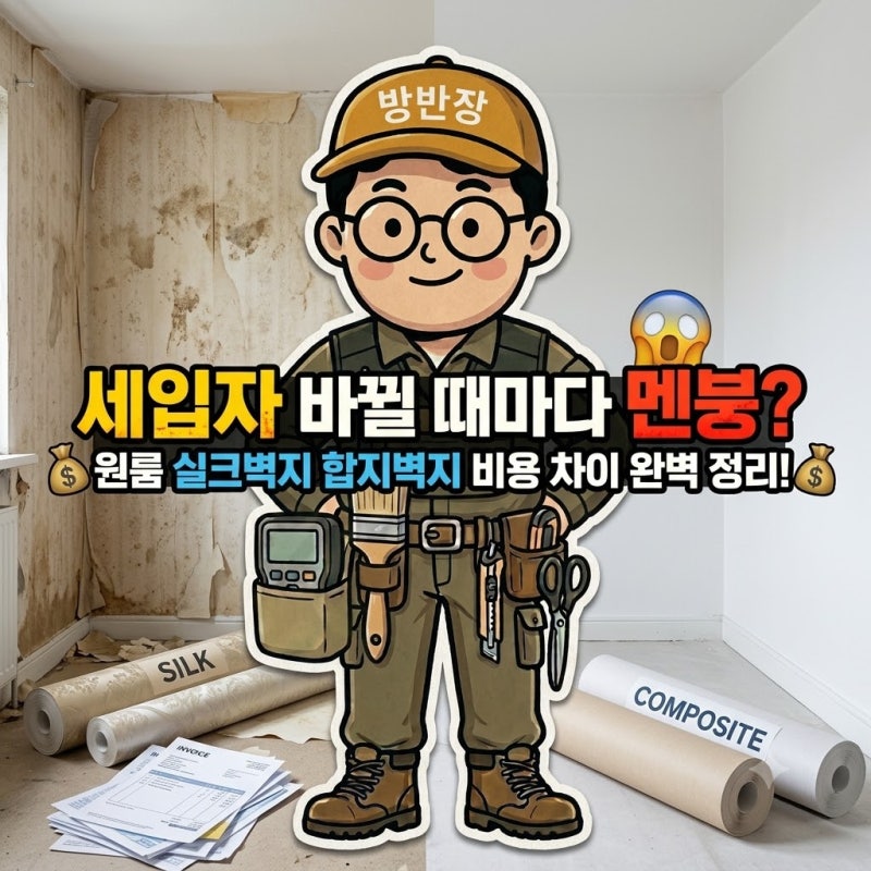 세입자 바뀔 때마다 멘붕? 원룸 실크벽지 합지벽지 비용 차이 완벽 정리!