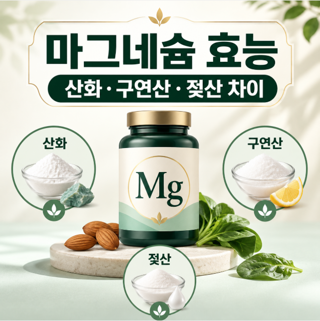 마그네슘 효능, 산화·구연산·젖산 종류별 차이와 영양제 선택법