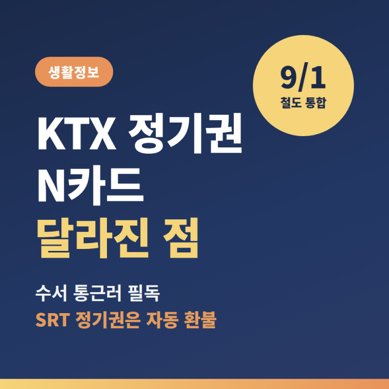 KTX 정기권 N카드 달라진 점, SRT 정기권은 자동 환불
