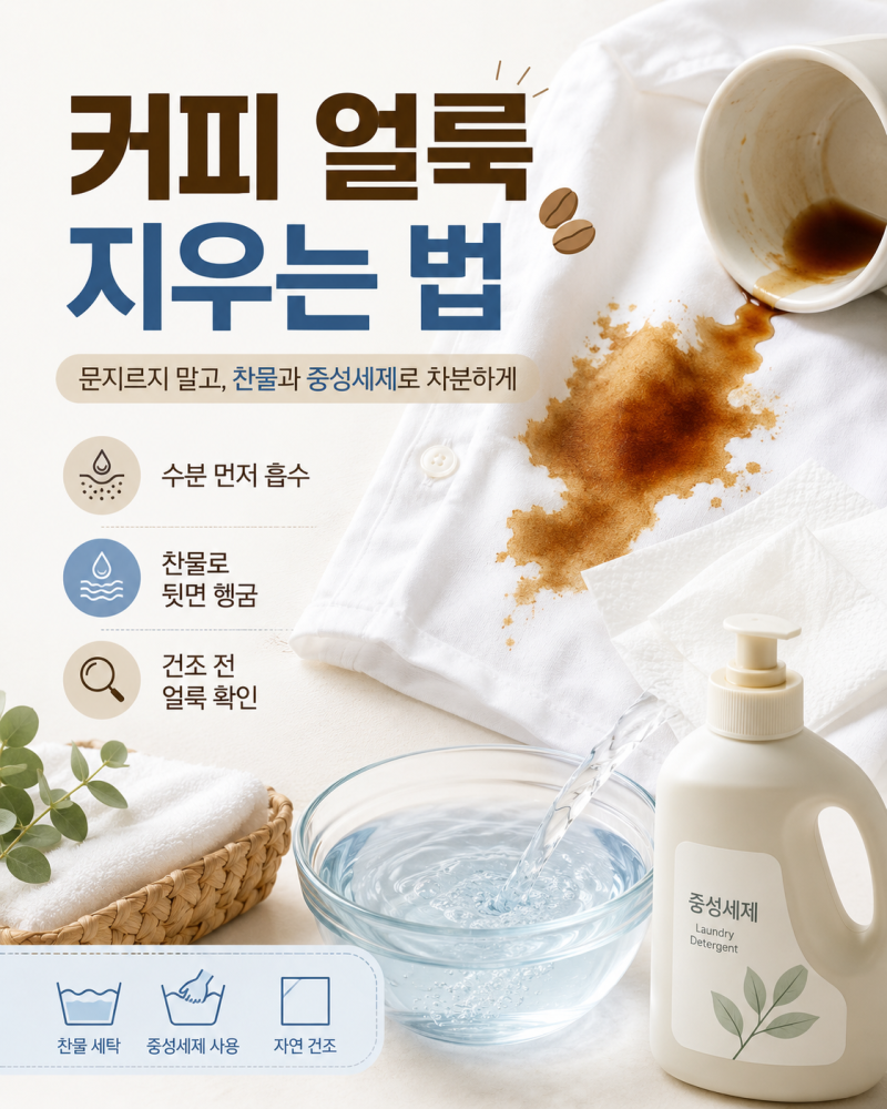 커피 얼룩 지우는 법 옷 카페트 소파 매트리스 가죽에 묻었을때 자국 제거법