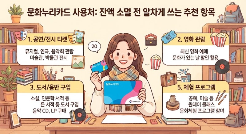 문화누리카드 사용처, 잔액 소면 전 알차게 쓰는 항목 추천