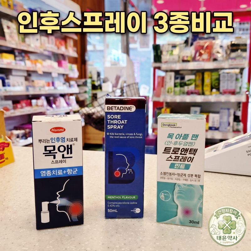 목 아플 때 뿌리는 인후스프레이! 목앤, 베타딘, 트로앤텍 완벽 비교