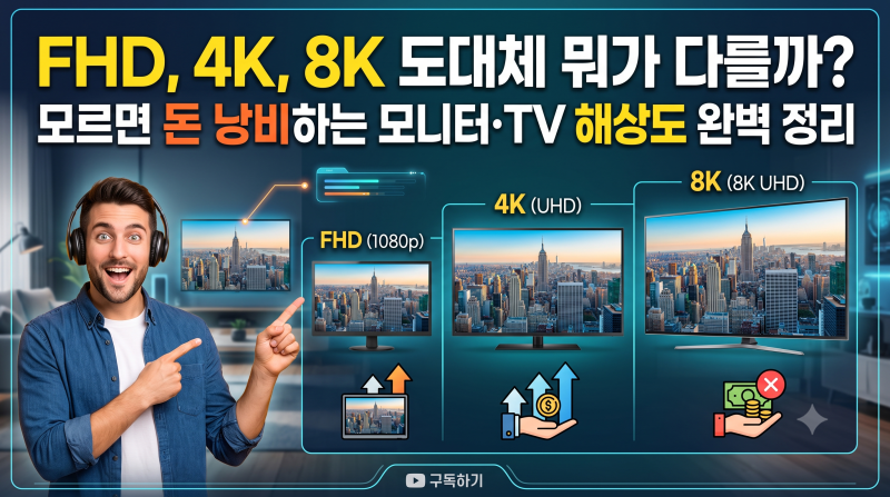 FHD, 4K, 8K 도대체 뭐가 다를까? 모르면 돈 낭비하는 모니터·TV 해상도 완벽 정리
