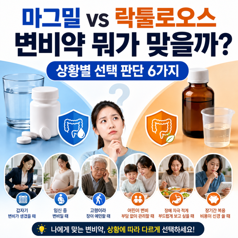 마그밀 vs 락툴로오스, 변비약 뭐가 맞을까? 상황별 선택 판단 6가지