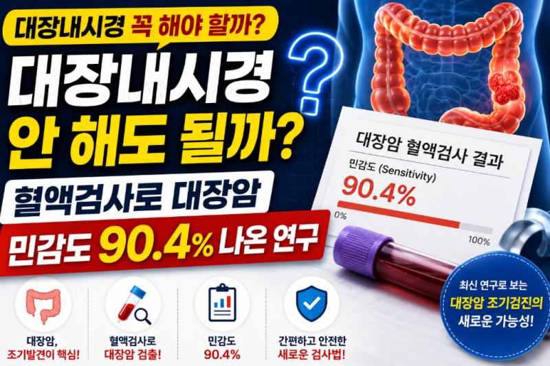대장내시경 안 해도 될까? 혈액검사로 대장암 민감도 90.4% 나온 연구