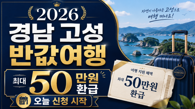 2026 경남 고성 반값여행 오늘 신청, 여행비 최대 50만원 환급·신청방법 총정리