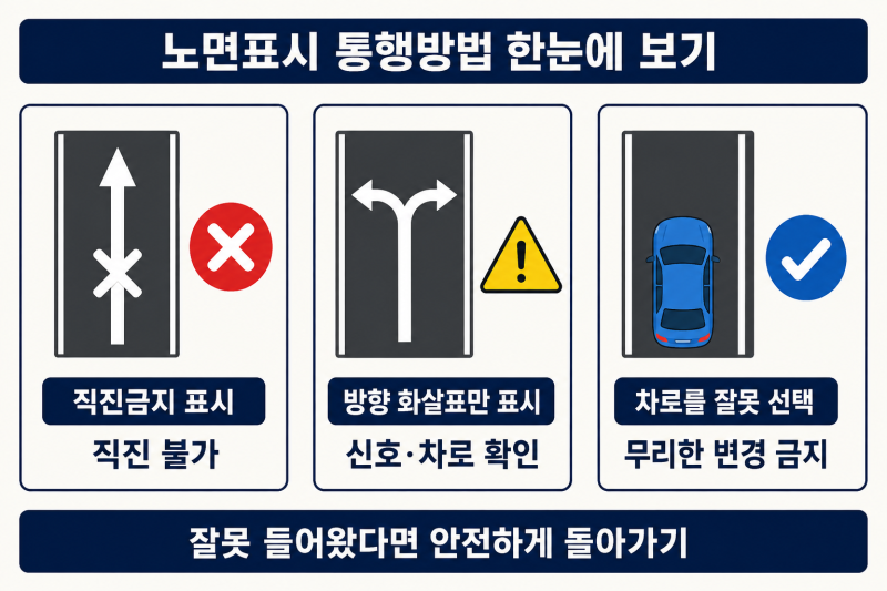 직진금지 차로에서 직진하면 단속될까? 노면표시별 통행방법 정리