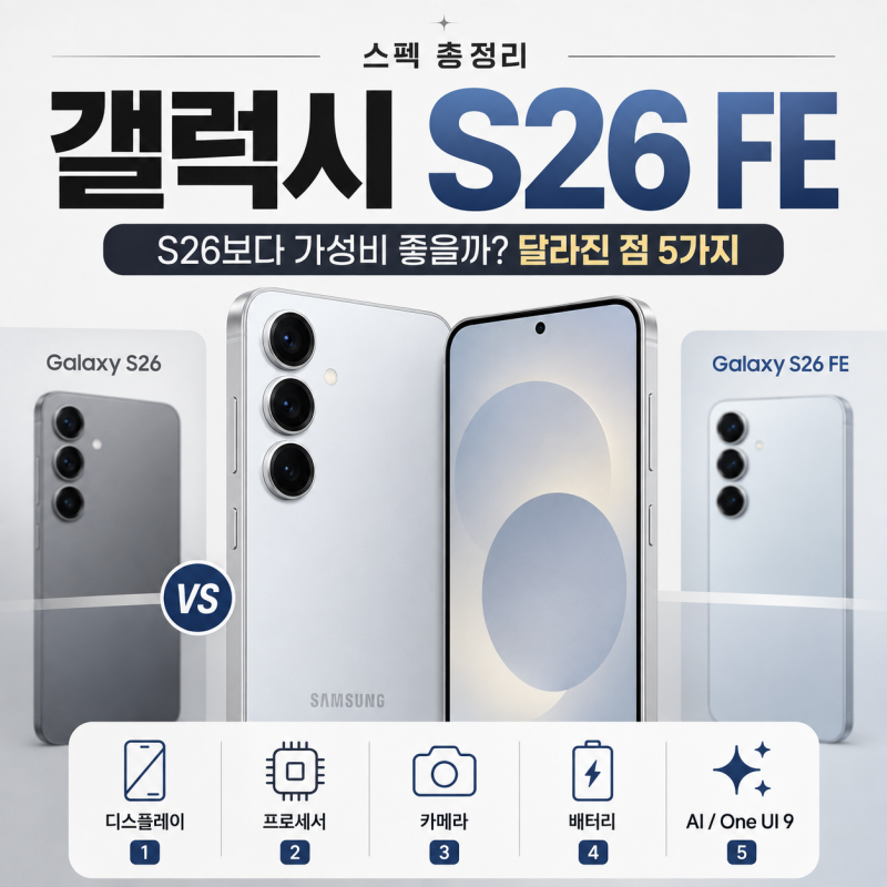 갤럭시 S26 FE 스펙 총정리, S26보다 가성비 좋을까? 달라진 점 5가지