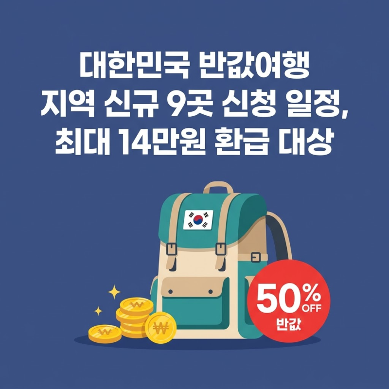 대한민국 반값여행 지역 신규 9곳 신청 일정, 최대 14만 원 환급 대상