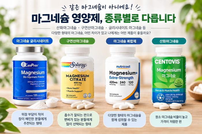 마그네슘 종류 뭐가 좋을까? 산화·구연산·글리시네이트 차이 총정리