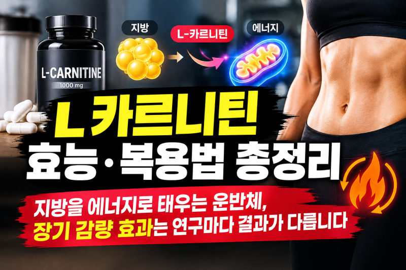 L카르니틴 효능·복용법 총정리 — 지방을 에너지로 태우는 운반체, 장기 감량 효과는 연구마....