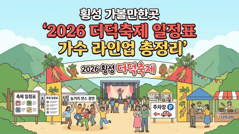 횡성 가볼만한곳, 2026 더덕축제 일정표 가수 총정리 (농거리 댄스, 더덕캐기, 주차팁 )