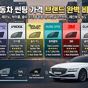 자동차 썬팅 가격 브랜드 완벽 비교: 루마 버텍스 900,레이노S9,브이쿨,솔라가드LX,후퍼옵틱,3M,....
